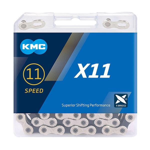 KMC Fahrrad Kette X11 11-fach silber/schwarz 118 Glieder, 1/2"x 11/128"