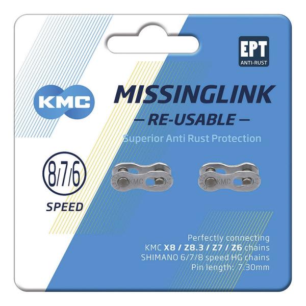 KMC Kettenverschlussglied MissingLink EPT 6/7/8-fach (7,3 mm) silber  1/2" x 3/32"