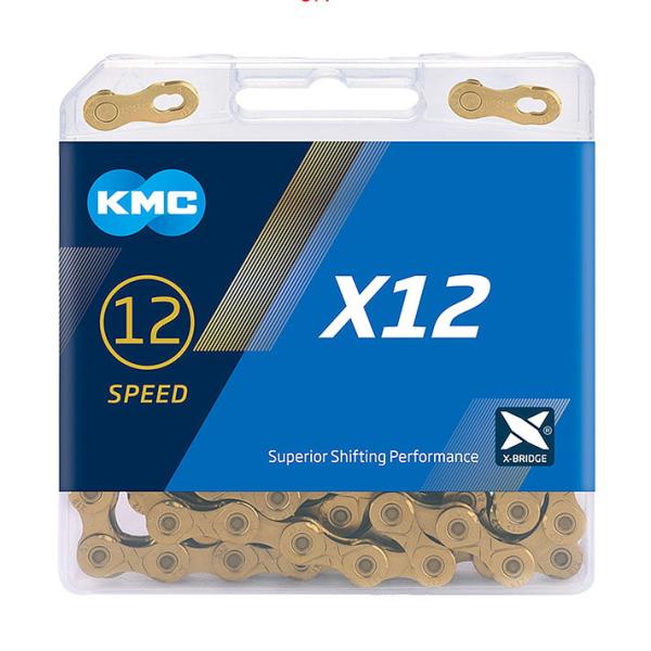 KMC Fahrrad Kette X12 Ti-N 12-fach gold 126 Glieder, 1/2" x 11/128"