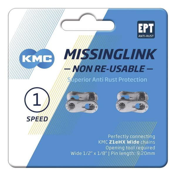 KMC Kettenverschlussglied MissingLink EPT Nabenschaltung  (9,2 mm) silver  1/2" x 1/8"
