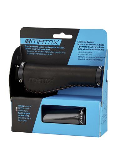MATRIX Lenkergriff G2 Leder Länge: 135/95 mm | schwarz | Leder | Ausführung: lang/kurz | SB-Verpackung Produktbild 1