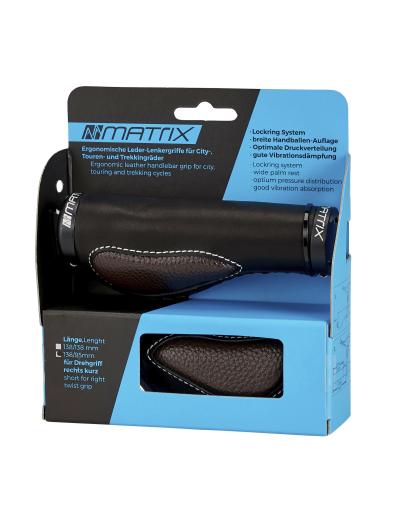 MATRIX Lenkergriff G16 Leder Länge: 135/95 mm | schwarz | Leder | Ausführung: lang/kurz | SB-Verpackung Produktbild 1