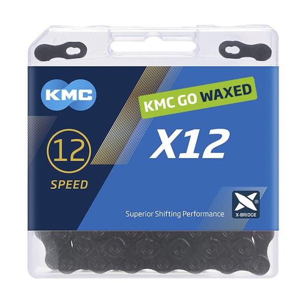 KMC Fahrrad Kette X12 WAXED 12-fach schwarz 126 Glieder, 1/2" x 11/128"