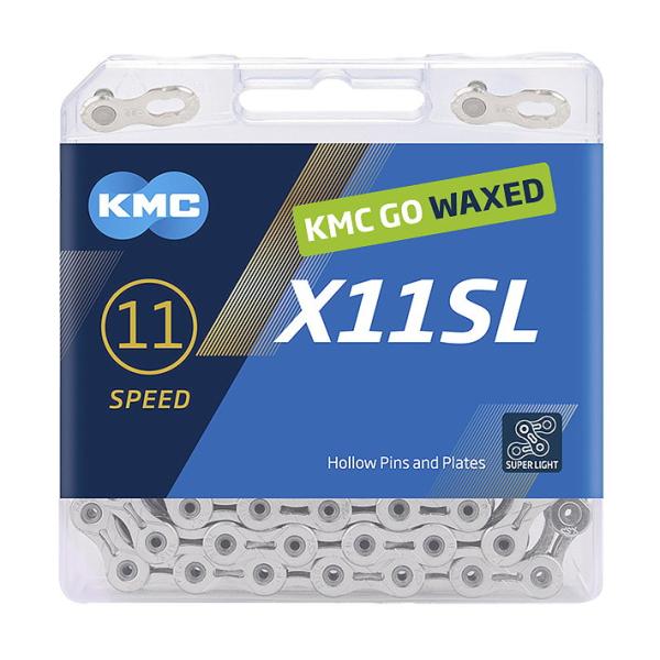 KMC Fahrrad Kette X11SL WAXED 11-fach silber 118 Glieder, 1/2" x 11/128"