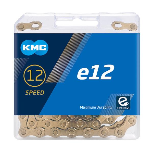KMC E-Bike Kette e12 Ti-N 12-fach gold 130 Glieder, 1/2" x 11/128"