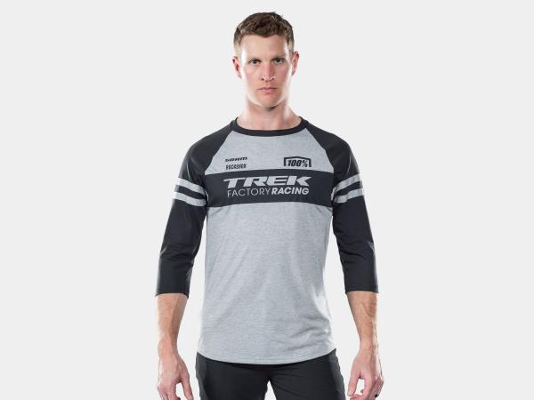 Unbekannt Jersey 100% 3/4 Sleeve Tech Tee Large Dark Grey/Bl