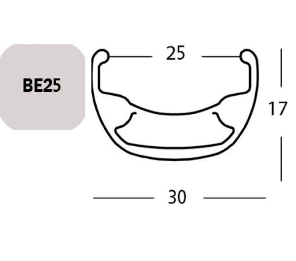Exal FELGE BE 25, 28" 36L SCHW 25-622 VL:6,5MM EINFACHOESEN