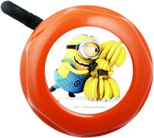 BIKE FASHION Kinder-Glocke Minions orange / weiß | Motiv: Minions | Durchmesser: 57 mm