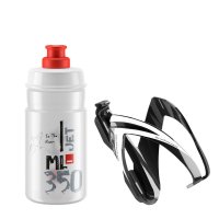 Elite Trinkflasche + Flaschenhalter KIT CEO schwarz & Flasche JET transparent mit rot