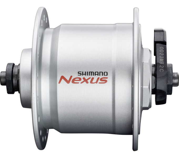 SHIMANO Nabendynamo NEXUS DH-C3000-3N 3 Watt für Felgenbremse, 36 Loch, Schnellspanner, Silber