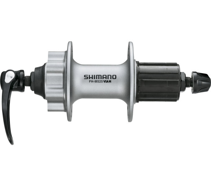 SHIMANO Hinterradnabe FH-M525, 6-L., 36 L., Schnellsp., 135 mm Silber
