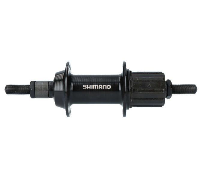 SHIMANO Hinterradnabe FH-TY500 7-fach, 36 Loch, Vollachse Mit Muttern, 135 mm, Schwarz
