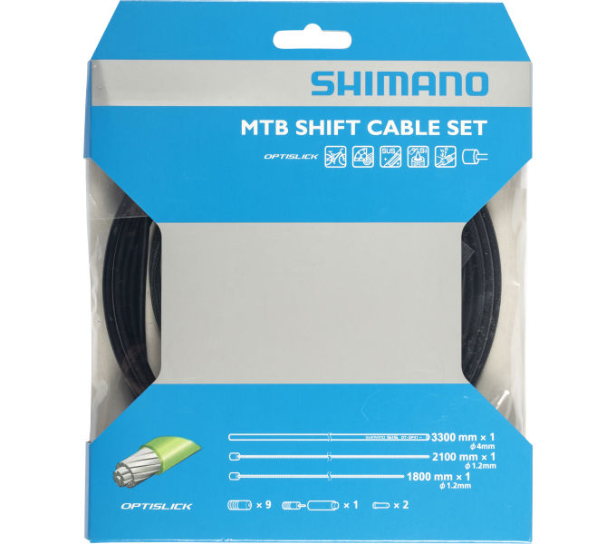 SHIMANO Schaltzug-Set MTB OPTISLICK, Edelstahl, OPTISLICK beschichtet, 2x 2.100 mm, OT-S Schwarz